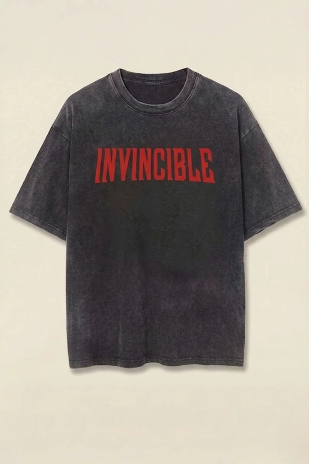 Siyah Yıkamalı Invincible Omni-Man Unisex Kısa Kollu Sırt Baskı T-Shirt