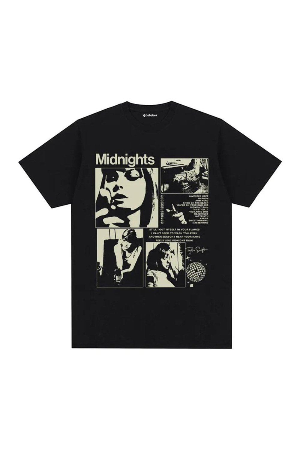 Taylor Swift Album Siyah Unisex Kısa Kollu Tshirt