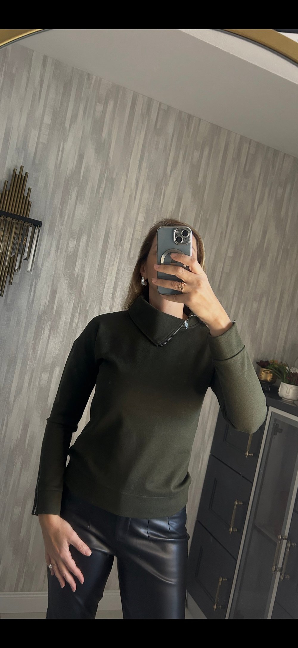 Fermuarlı Sweat Haki