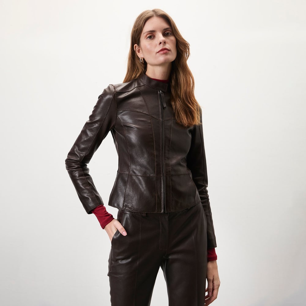 Alenna Kahve Kadın Deri Ceket