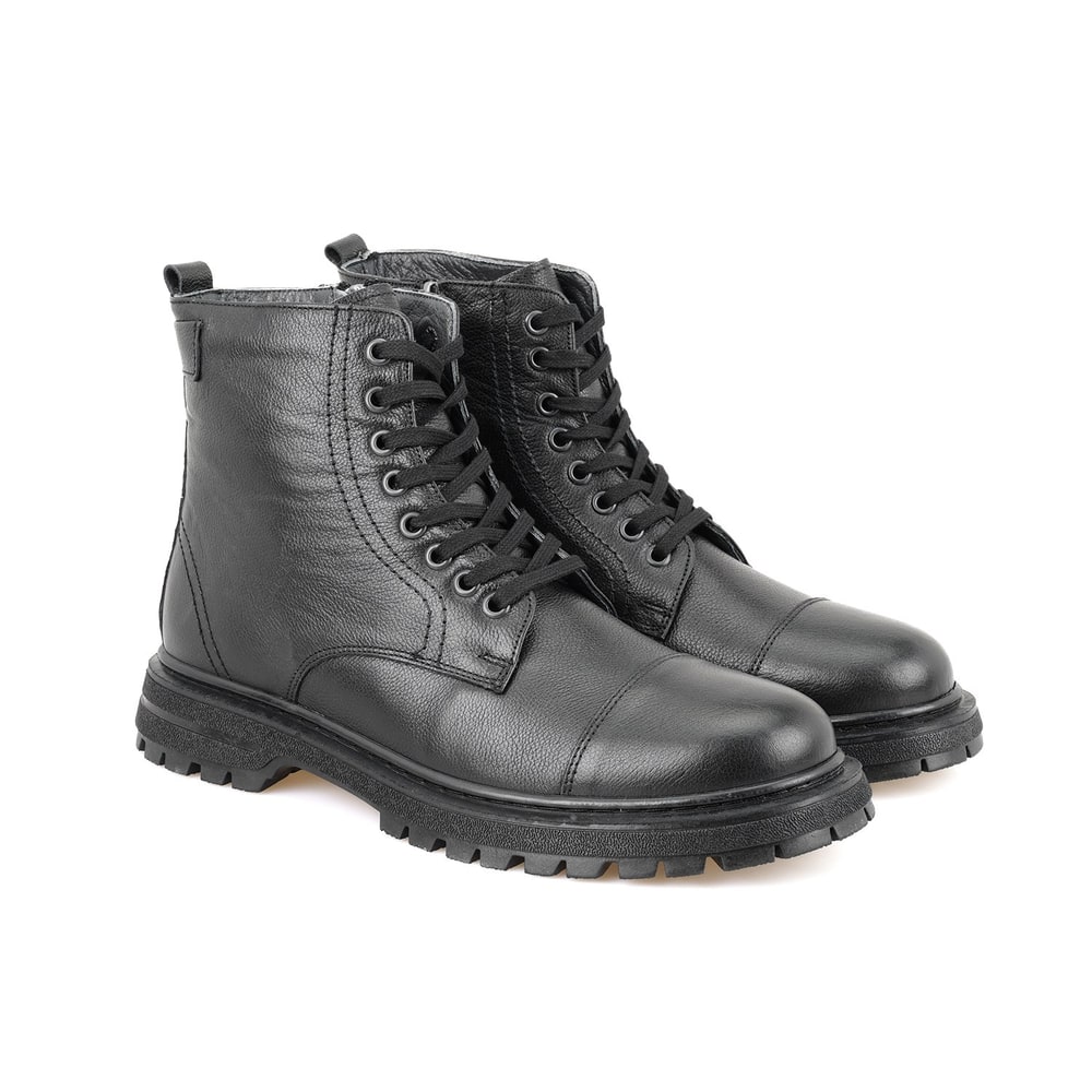 Antonio Siyah Erkek Fermuarlı Deri Bot