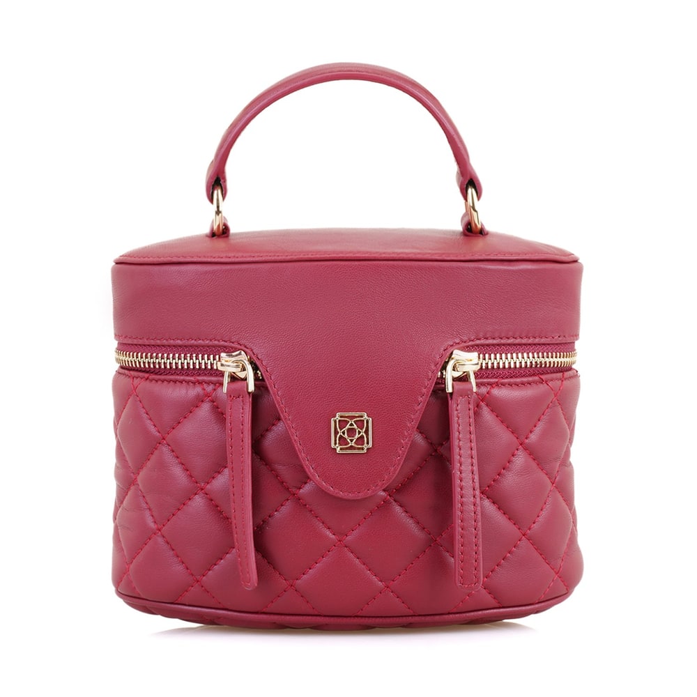 Azelie Bordo Kadın Kapitone Deri El Çantası