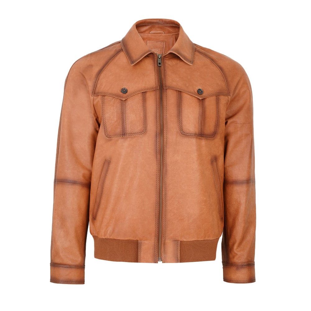 Bidziil Taba Erkek Vintage Bomber Deri Mont