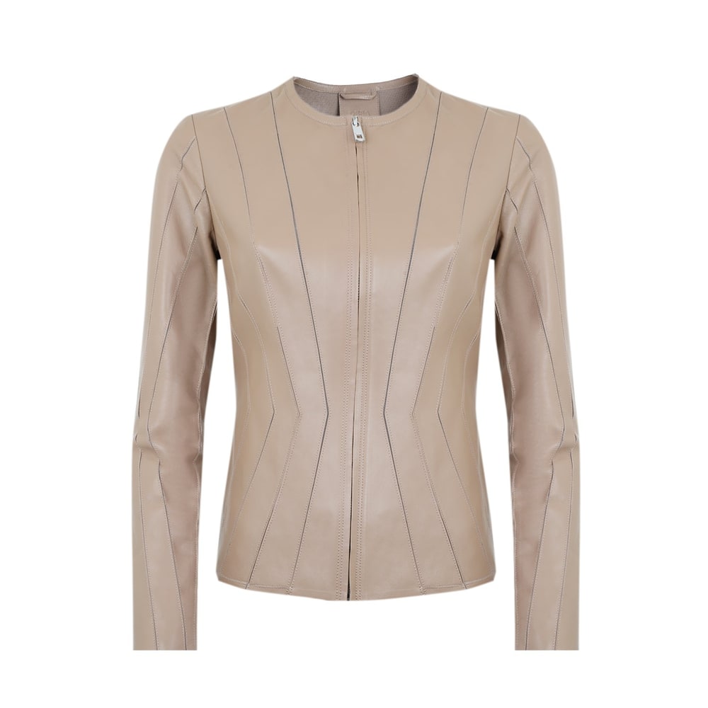 Bienna Bej Kadın Panelli Deri Ceket