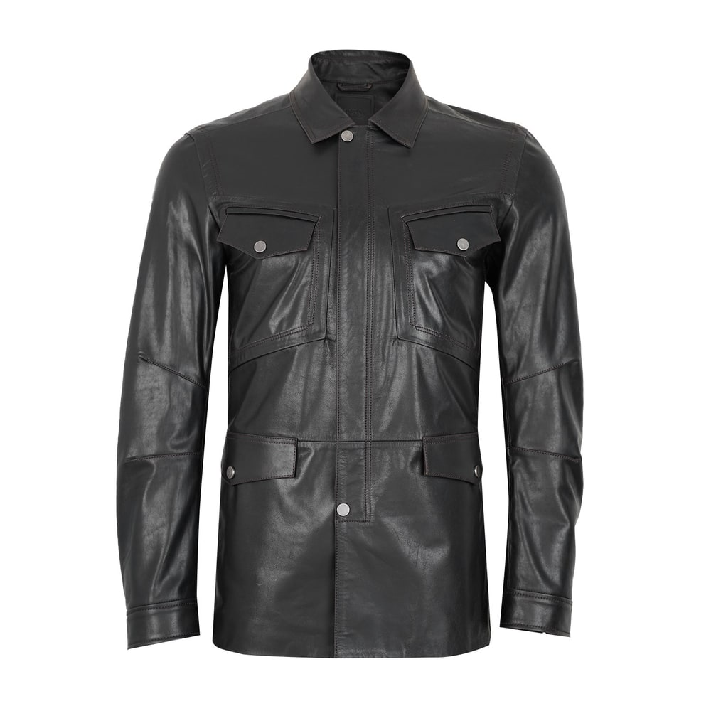 Briton Koyu Kahve Erkek Deri Mont