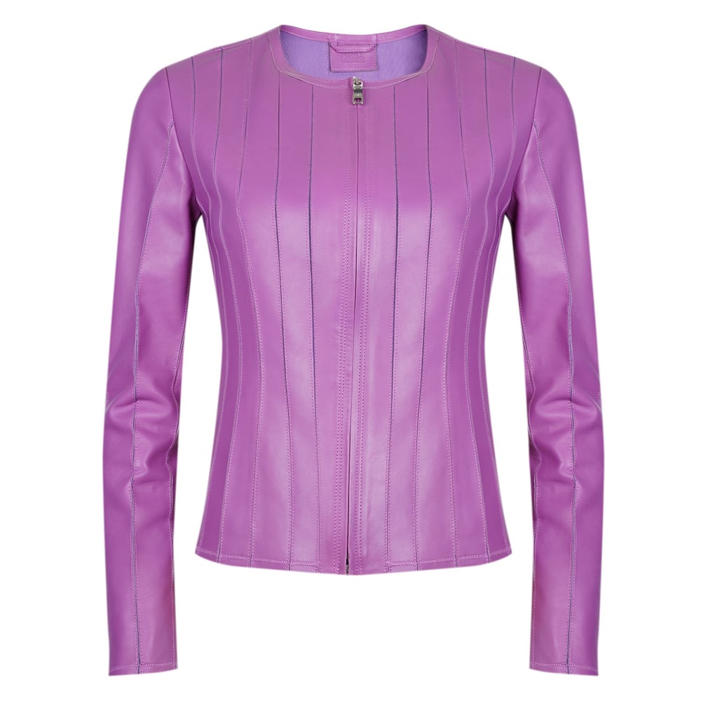 Deundria Mor Kadın Fit Panelli Deri Ceket