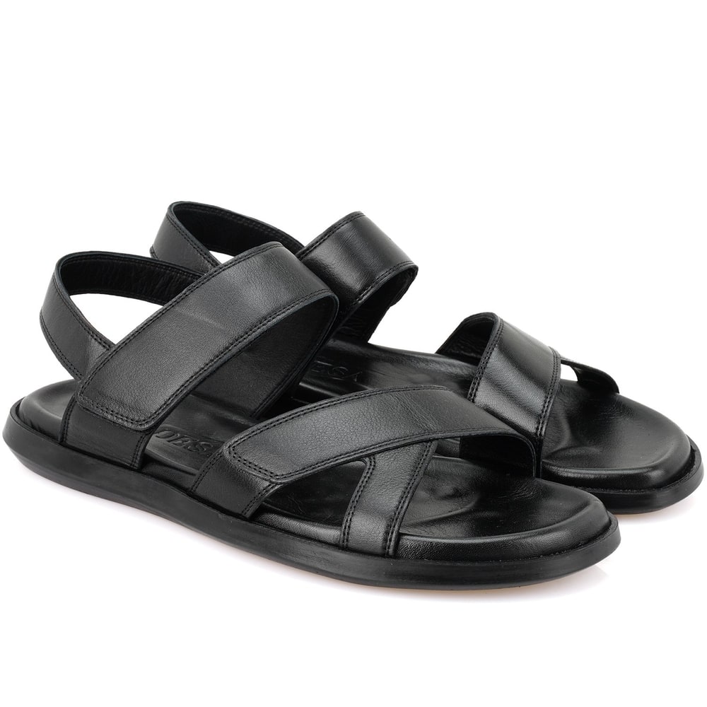Erica Siyah Erkek Deri Sandalet