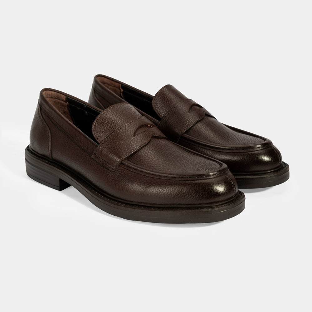 Erkek Kahve Deri Loafer