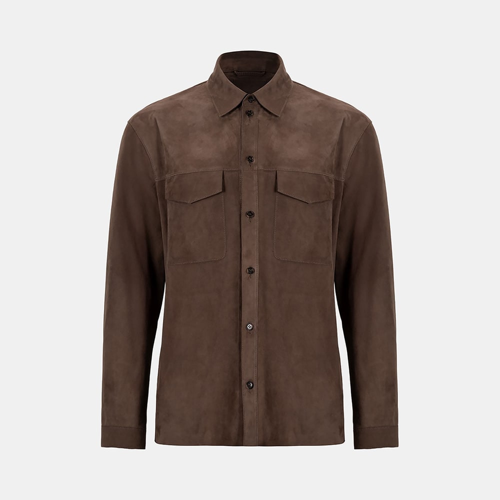 Erkek Kahve Süet Gömlek