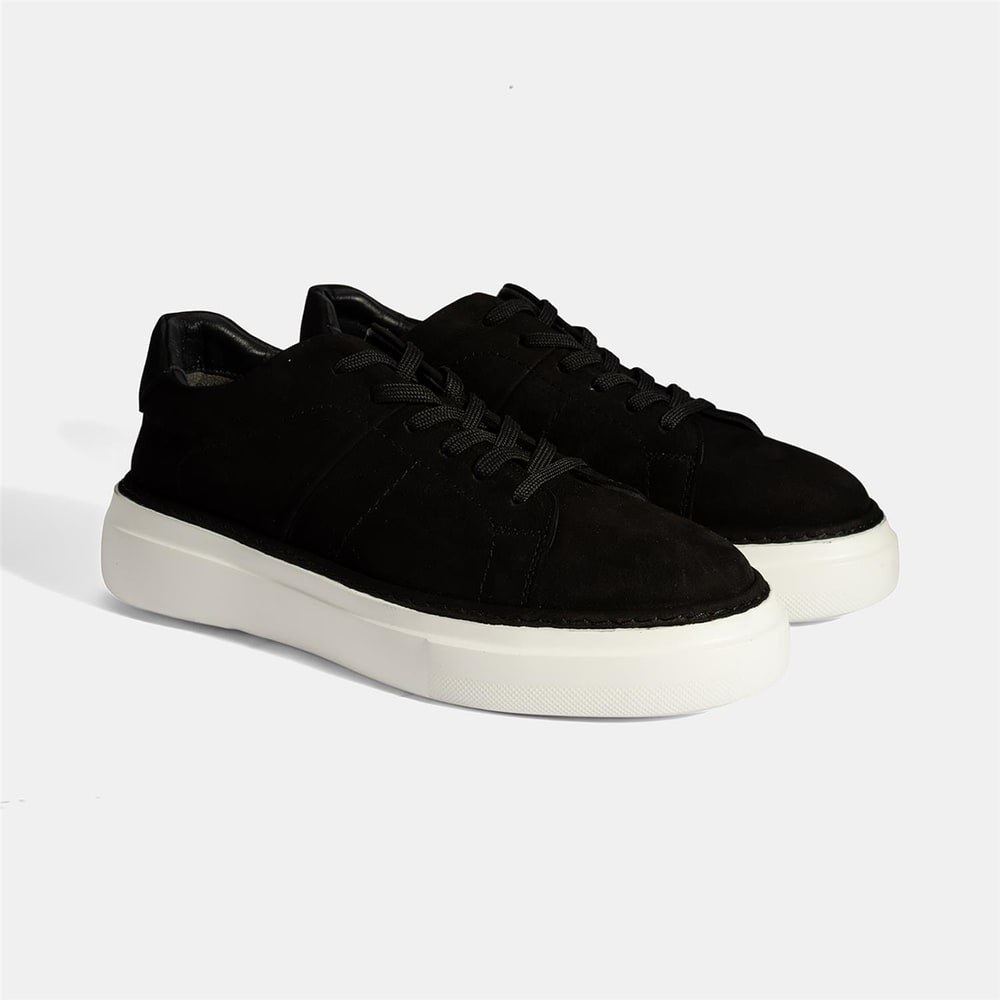 Erkek Siyah Bağcıklı Günlük Nubuk Deri Ayakkabı