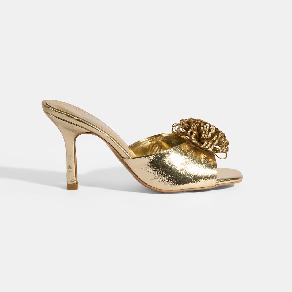 Glowen Gold Aksesuar Detaylı Kadın Topuklu Terlik