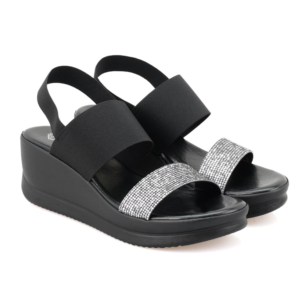 Haille Siyah Kadın Dolgu Topuklu Sandalet