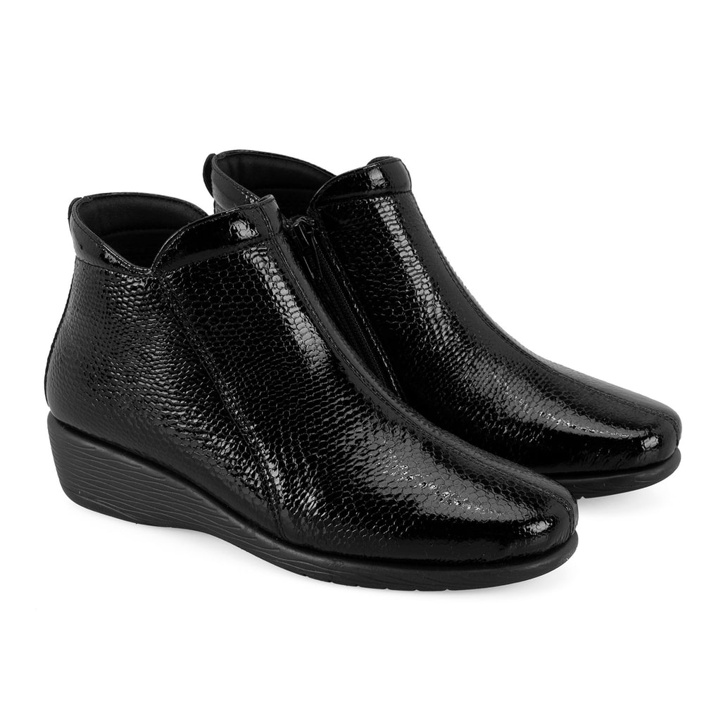 Jailyn Siyah Kadın DesaComfort Fermuarlı Deri Bot