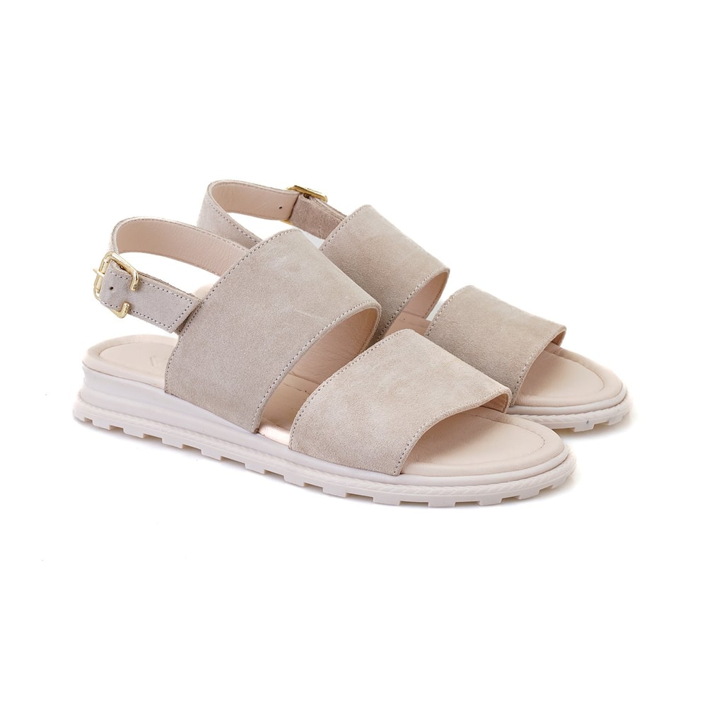 Kadın Bej Süet Deri Sandalet