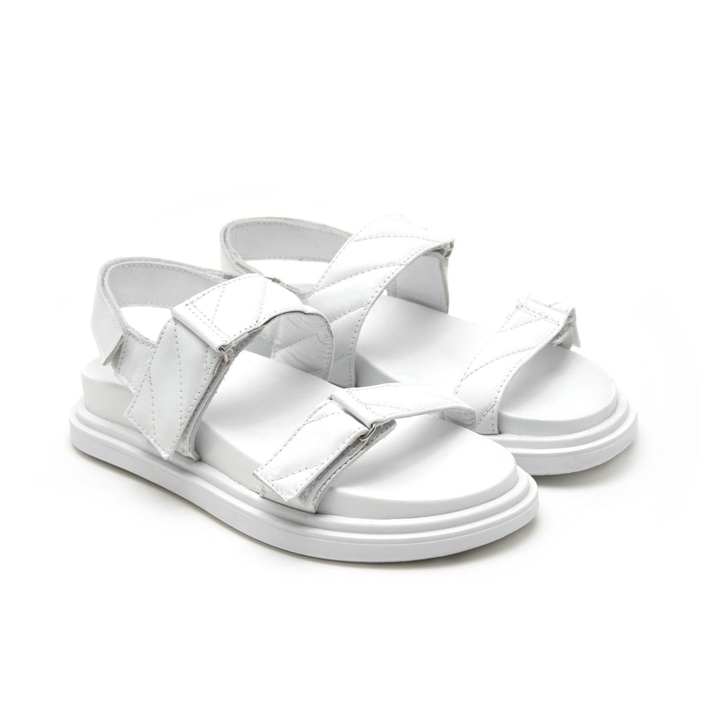 Kadın Beyaz Deri Sandalet