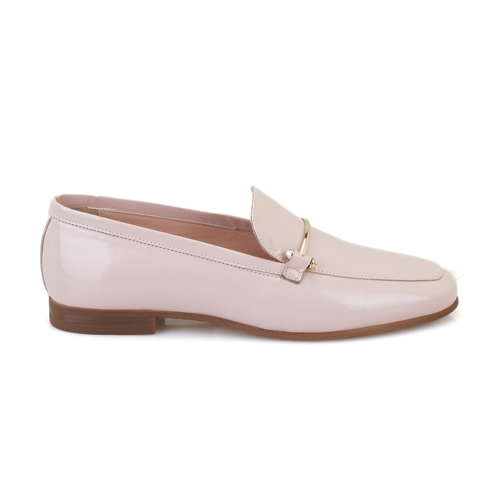 Kadın Pudra Rugan Deri Loafer