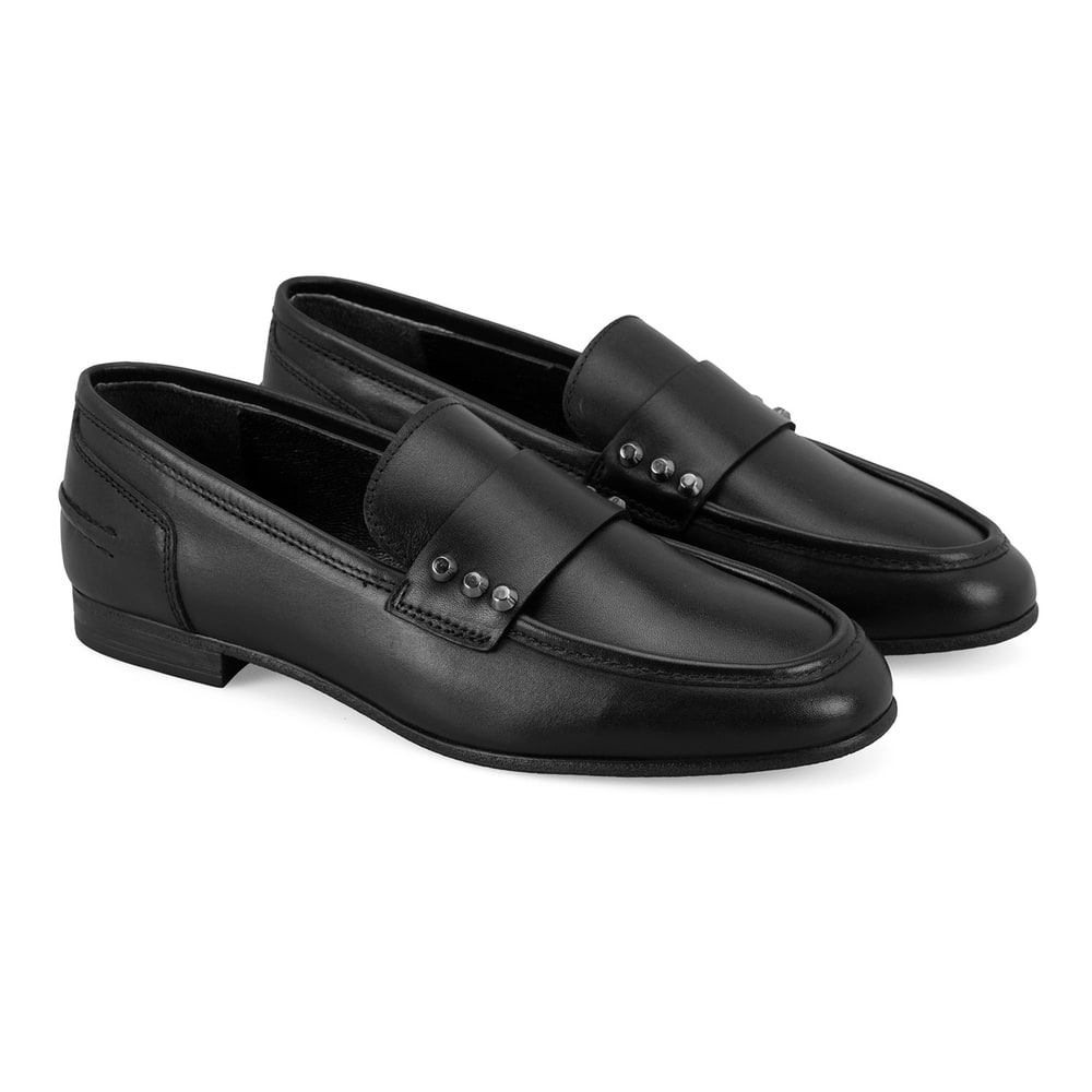 Kadın Siyah Deri Loafer