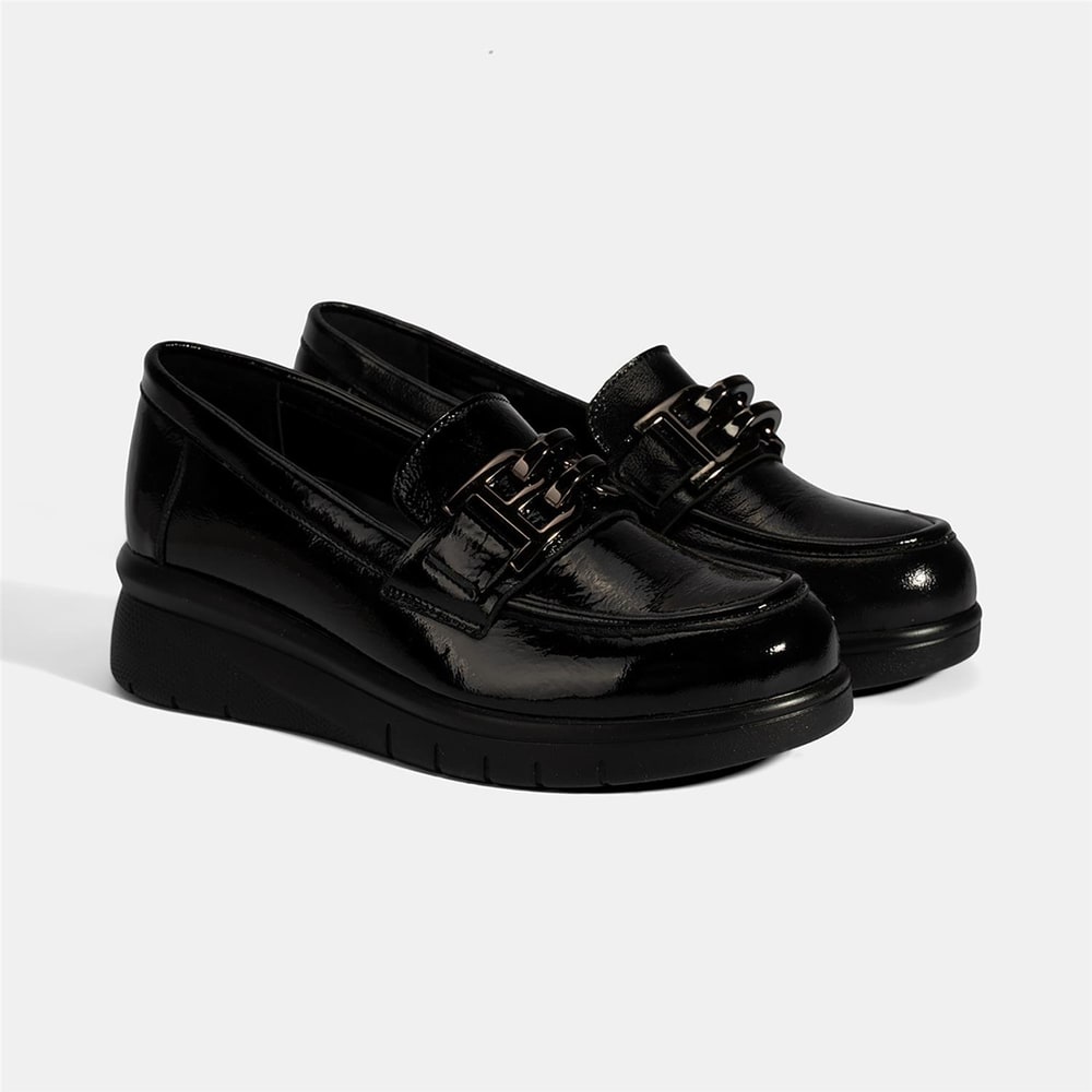 Kadın Siyah DesaComfort Toka Detaylı Deri Ayakkabı