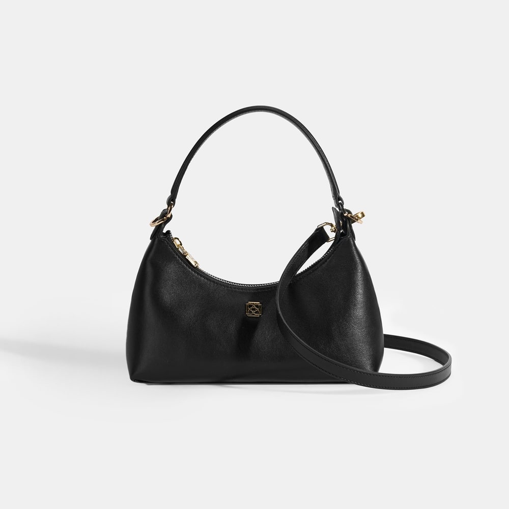 Kadın Siyah Omuz Askılı Mini Deri El Çantası