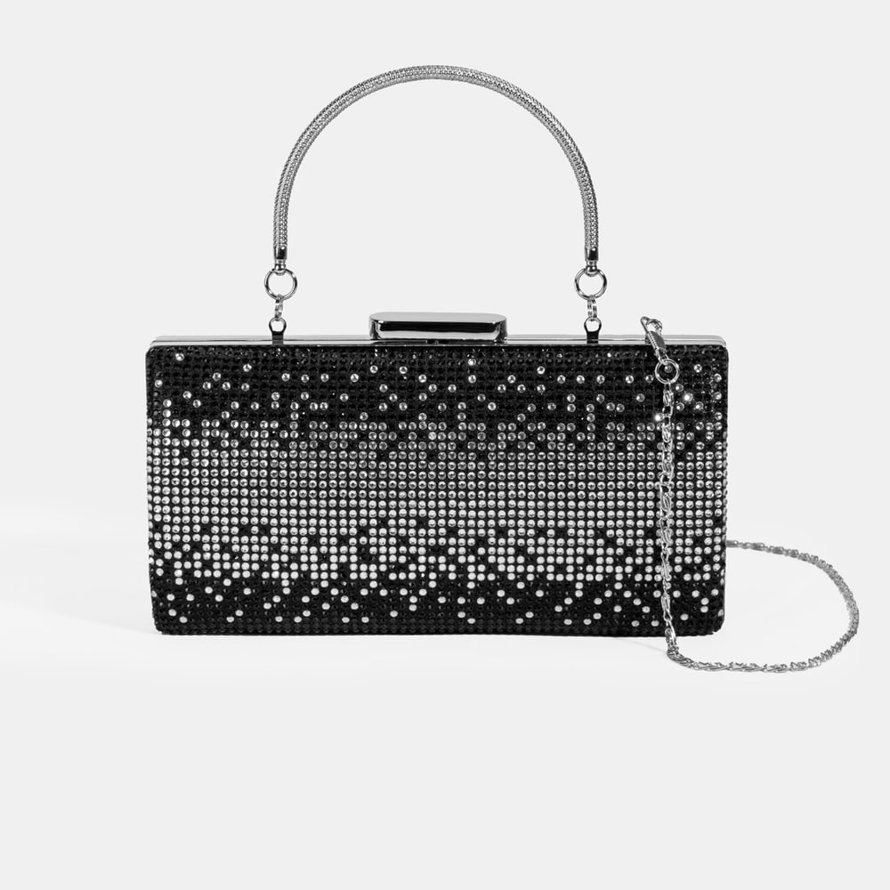 Kadın Siyah Taş Detaylı Gece El Çantası