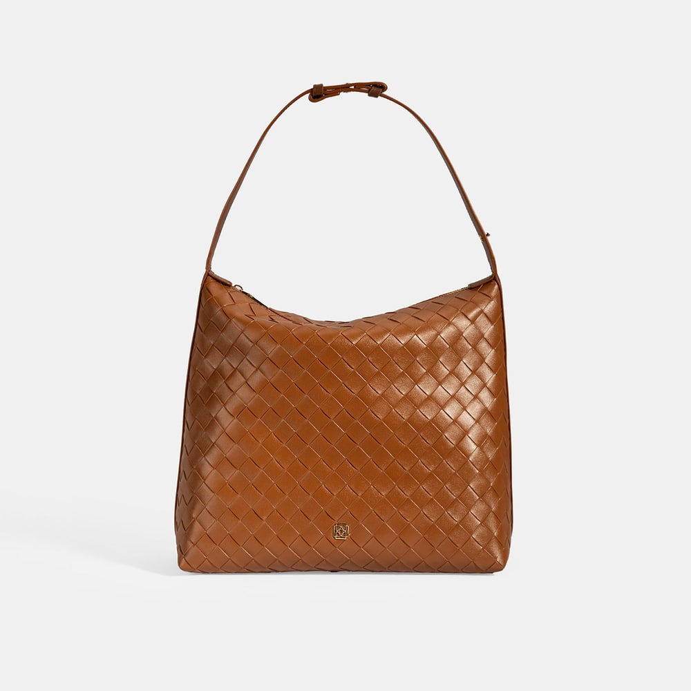 Kadın Taba Örgü Baskılı Omuz Çantası