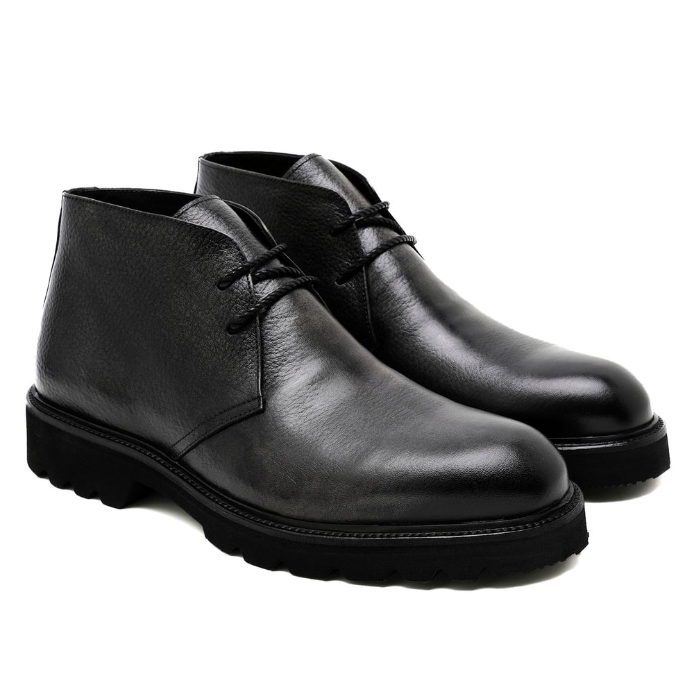 Karola Siyah Erkek Deri Bot