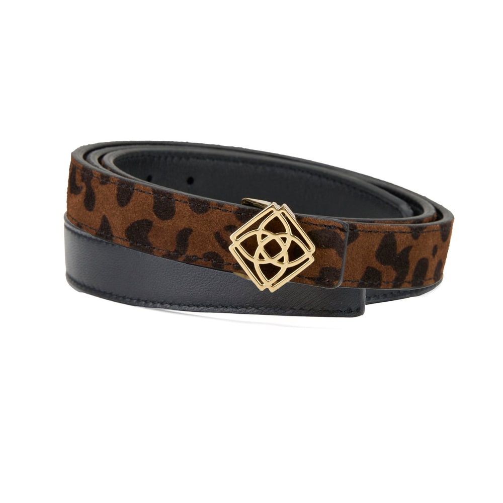 Kieran Leopar Kadın Çift Taraflı Deri Kemer