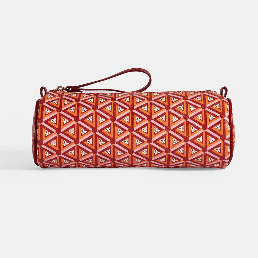 Kırmızı Monogram Desenli Kalemlik/Tıraş/Makyaj Çantası