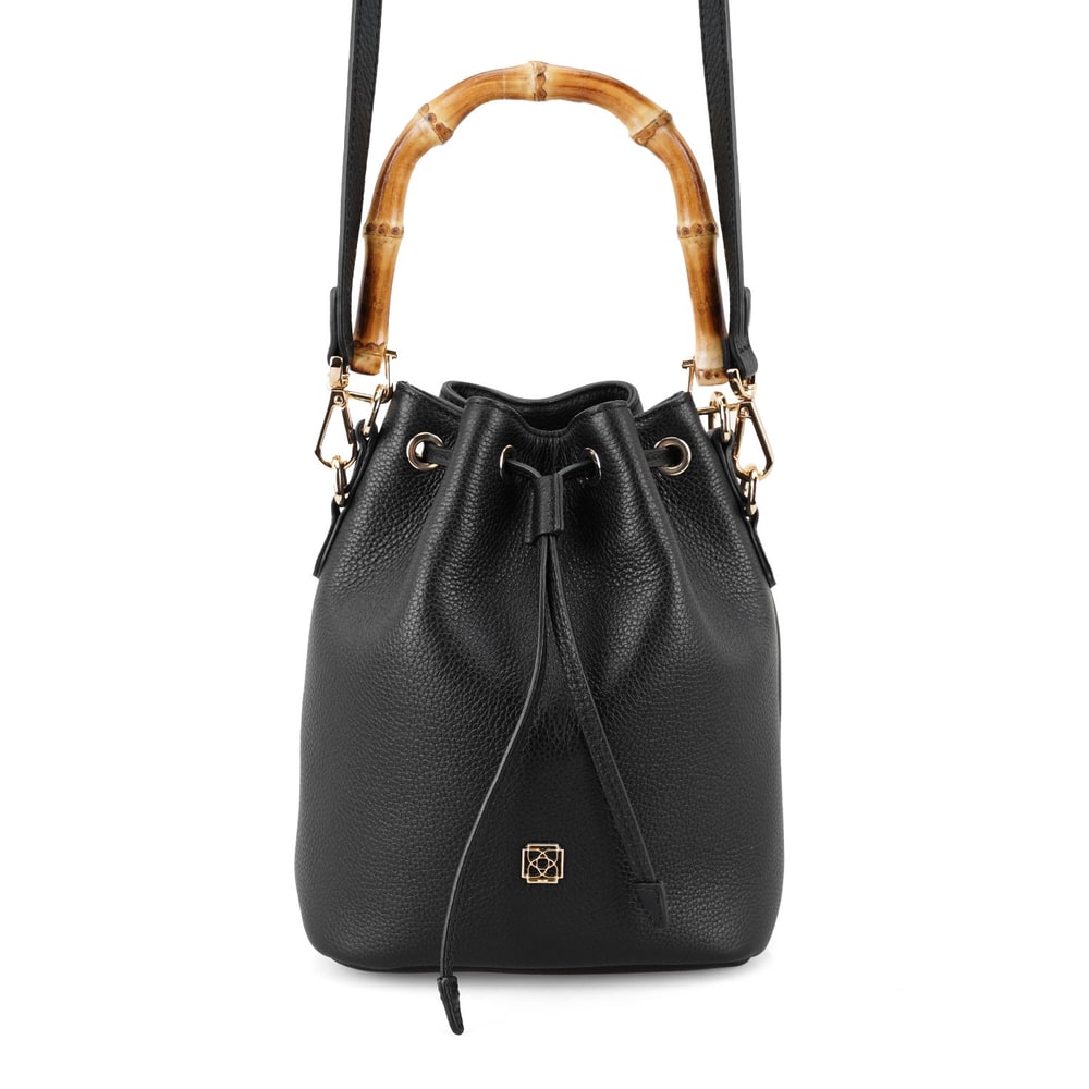 Lexy Siyah Kadın Bambu Askılı Deri Omuz Çantası