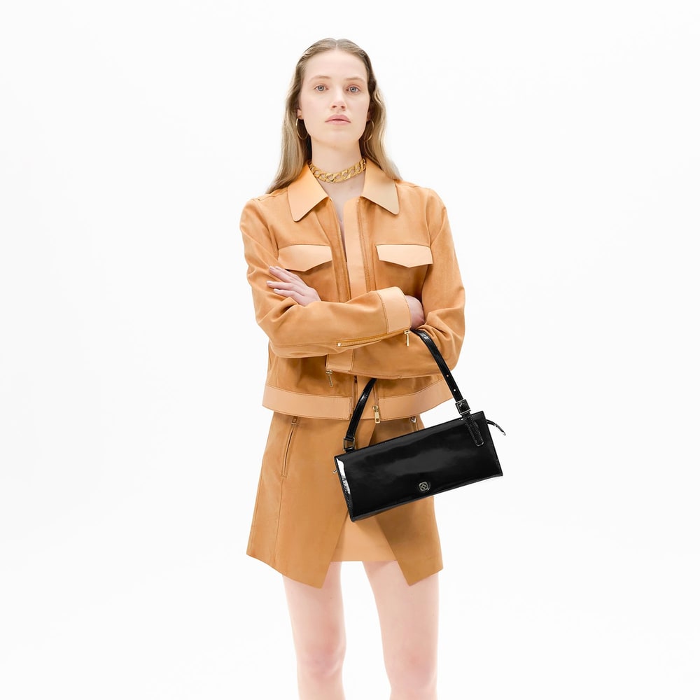 Limited Edition Kadın Turuncu Deri Detaylı Fermuarlı Süet Ceket