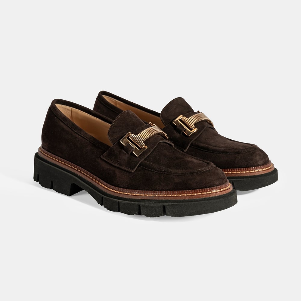 Luca Grossi Kadın Kahve Toka Detaylı Süet Loafer