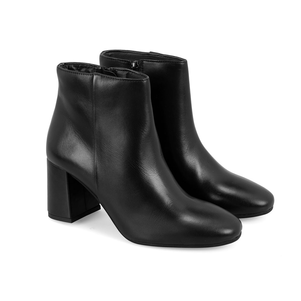 Mariv Siyah Kadın Fermuarlı Topuklu Deri Bot