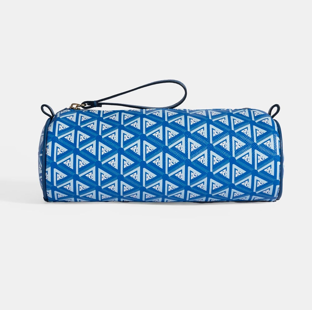 Mavi Monogram Desenli Kalemlik/Tıraş/Makyaj Çantası
