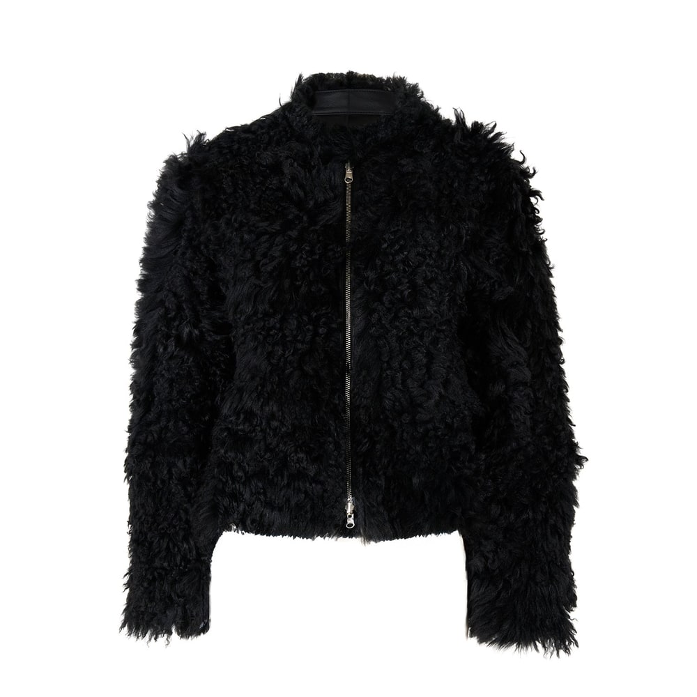 Sirus Siyah Kadın Çift Taraflı Kürk Ceket