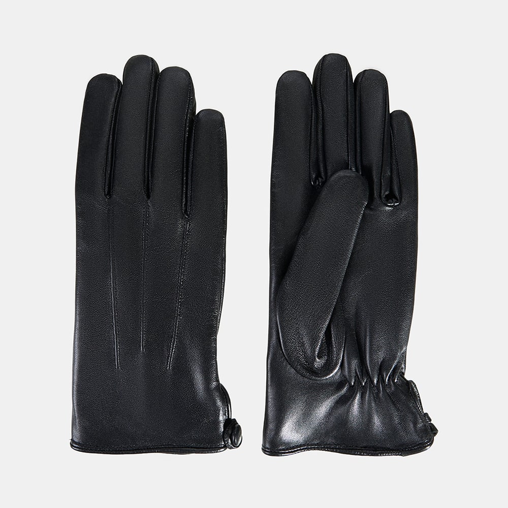 Siyah Kadın Deri Eldiven