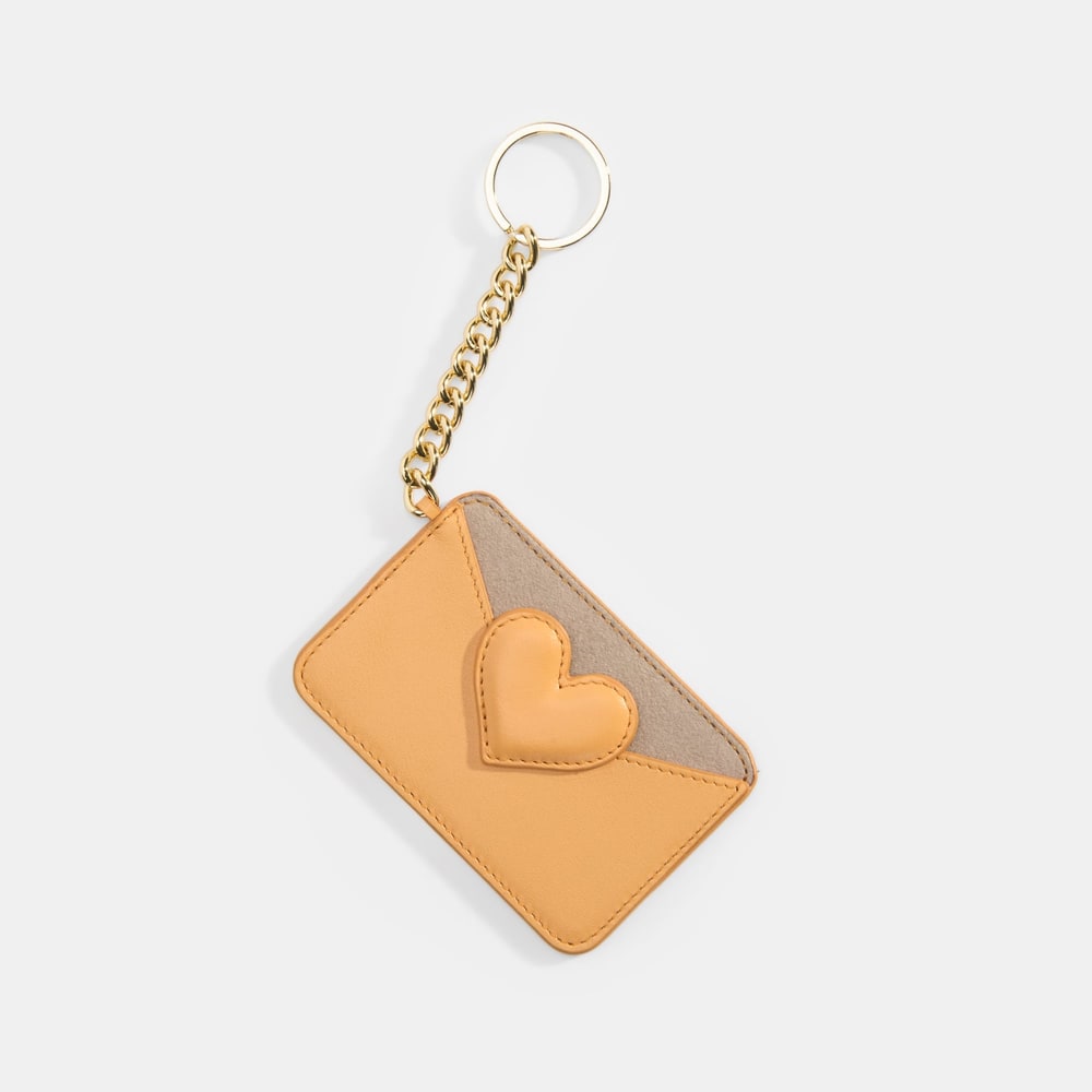 Turuncu Kalpli Deri Kartlık Charm