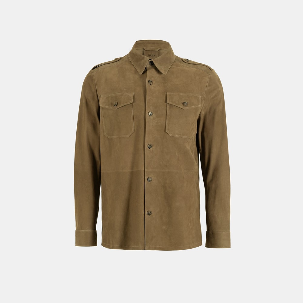 XXXAmadeo Yeşil Erkek Süet Deri Gömlek