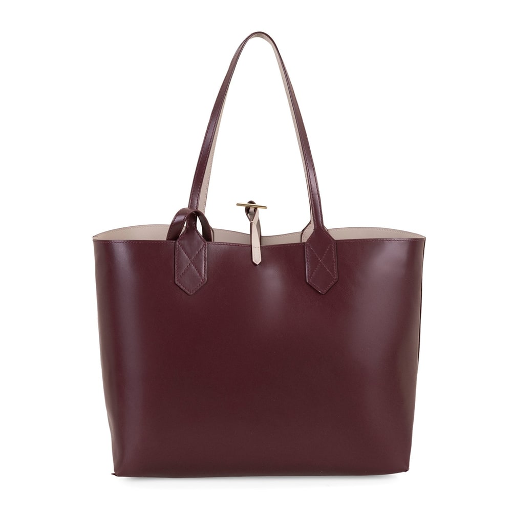 XXXEmely Bordo Kadın Çift Taraflı Deri Omuz Çantası