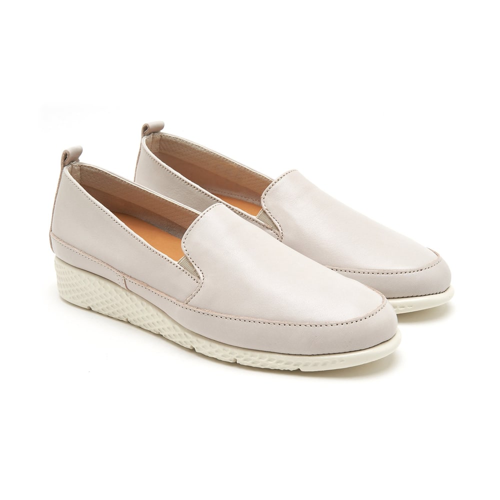 XXXKadın Ekru Deri Günlük Comfort Ayakkabı