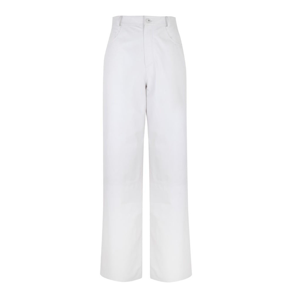 Zelinda Beyaz Kadın Deri Pantolon