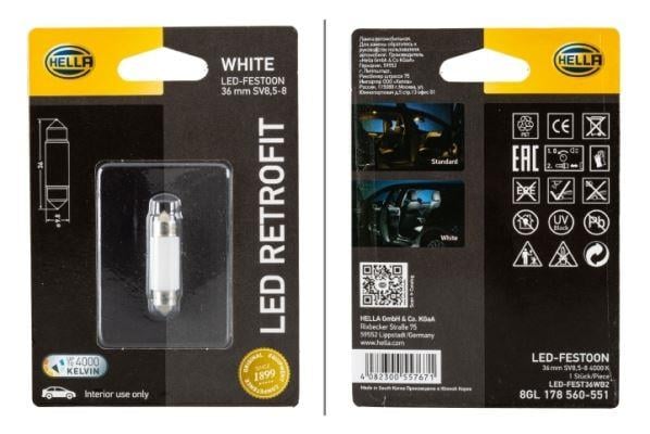 HELLAAmpul 12V 1W 4.000 K Led Retrofıt Sv8.5 8HELLA 8GL178560551
