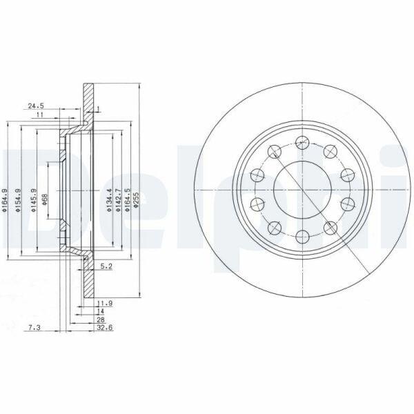 AudiAudi A4 01-08 Seat Exeo 09-14) Arka Fren Diski-255×12 5×112 ( Delphı Bg3674cDELPHI BG3674C