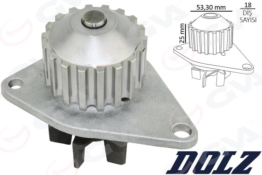 GVADevırdaım Su Pompası P106-P206-P207-P307-Bıpper-Nemo-Partner-Berlıngo-C2-C3-Saxo-Xsara 1.4 Tu3jp-Tu3a 1.4 8V Mqp Fıat Fıorıno 1.4 Kft.-KfvGVA 5243235