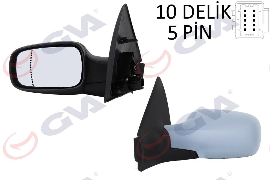 GVADış Dikiz Aynası Sol Megane 02 Elektrikli Isıtmalı Astarlı Asferik 5 Fiş Vm-138EhpalGVA 1011132