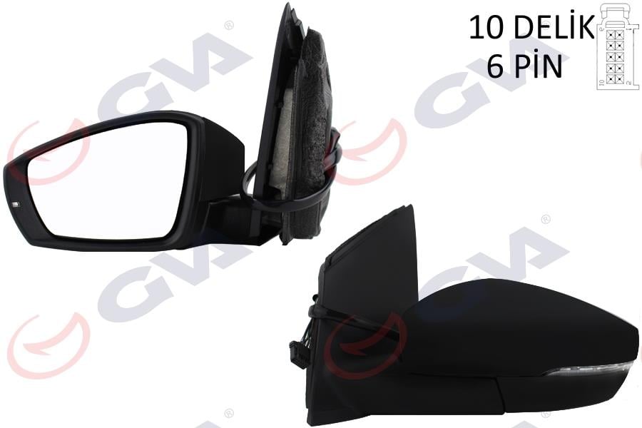 GVADış Dikiz Aynası Sol Polo 09 Elektrikli Isıtmalı Sinyalli Asferik 6 Fiş Vm-388NehalGVA 1075455