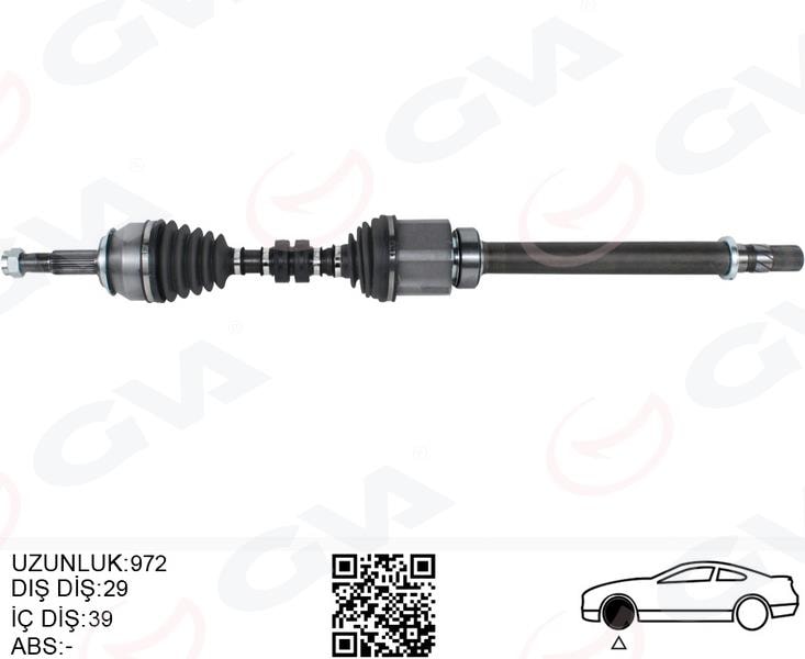 GVAKomple Aks Sağ Nıssan Qashqaı 1.6L R9m Dcı Manuel Vites J11 14- 29X39 Komple Boy 972MmGVA 4499908