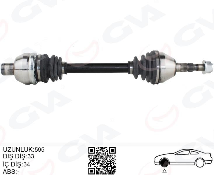 GVAKomple Aks Sağ Opel Astra H 1.9 Dtl 04-14 -Zafıra B 05-15 595MmGVA 4490012