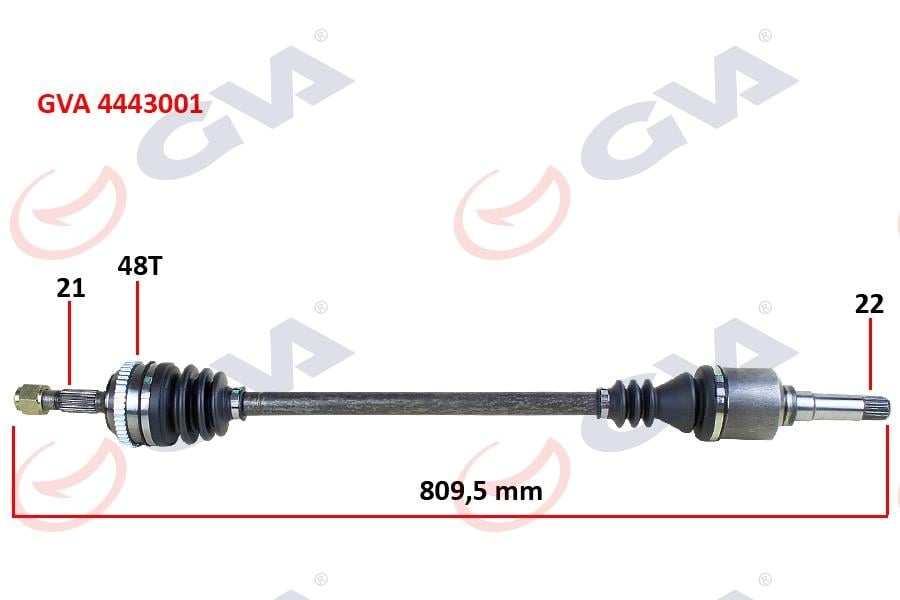 GVAKomple Aks Sağ Peugeot 106 Iı 1.4İ 96-02 Abs Li 48Diş 809MmGVA 4443001