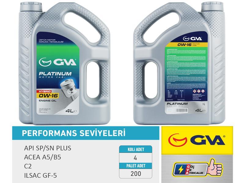 GVAMotor Yağı 4 Lt 0W16 Tam Sentetik Apı Sp / Sn-Plus Ilsac Gf-6B Hıbrıt Araçlar İçinGVA 9920854
