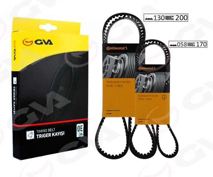 GVATriger Kayışı Setli 130X200 058X170 Vw Bora Golf Iv-V-Plus Polo 1.4-1.6 16V 536023310 536022810GVA 58130170